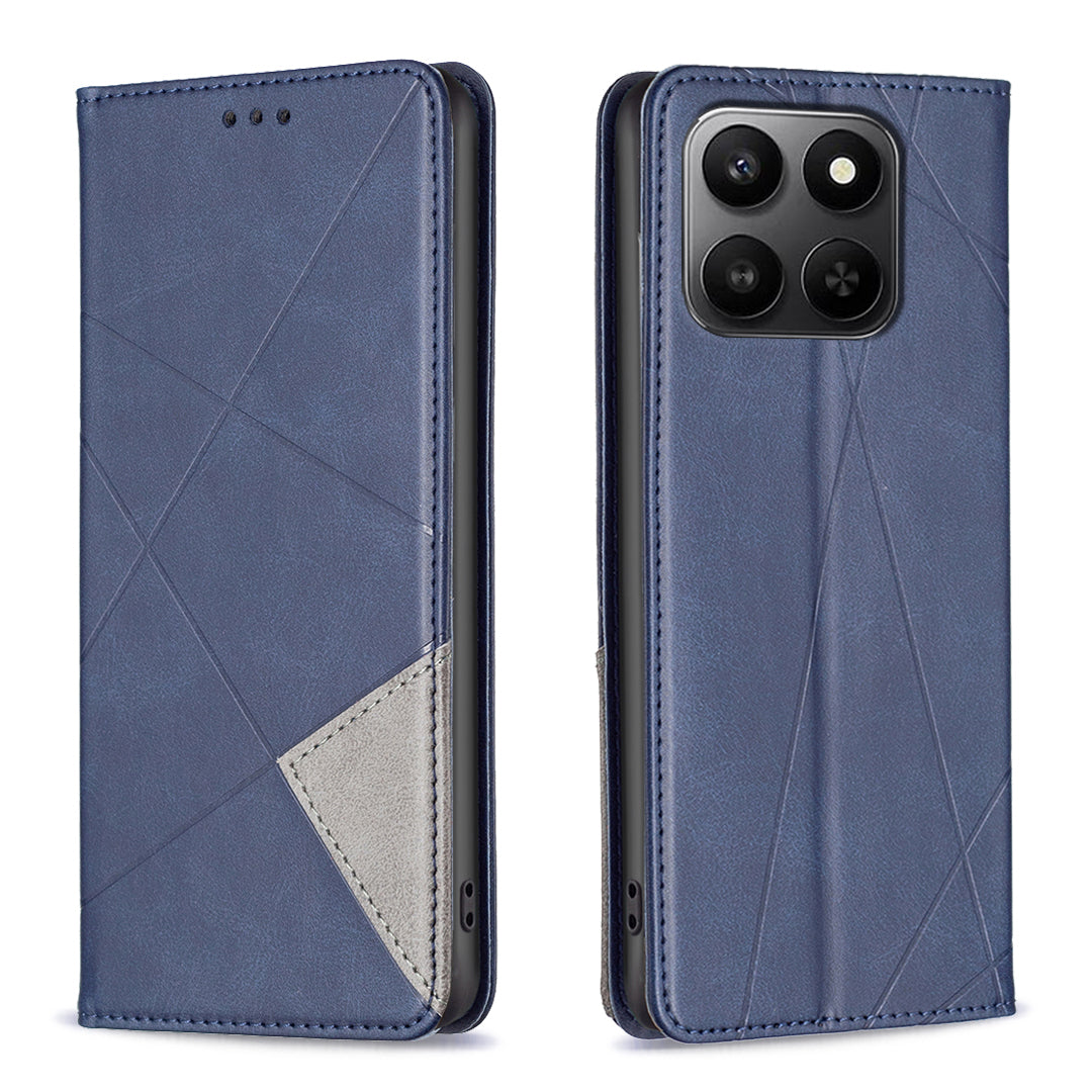 For Honor X7d 5G / Honor X7d 4G Case Card Slots Geometry Imprint Leather Phone Cover