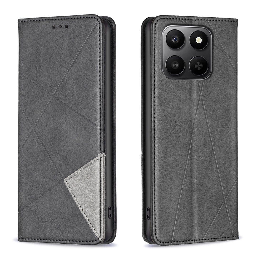 For Honor X7d 5G / Honor X7d 4G Case Card Slots Geometry Imprint Leather Phone Cover