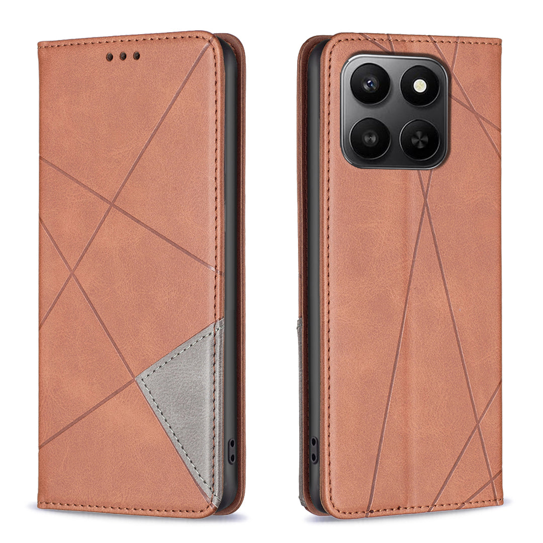 For Honor X7d 5G / Honor X7d 4G Case Card Slots Geometry Imprint Leather Phone Cover