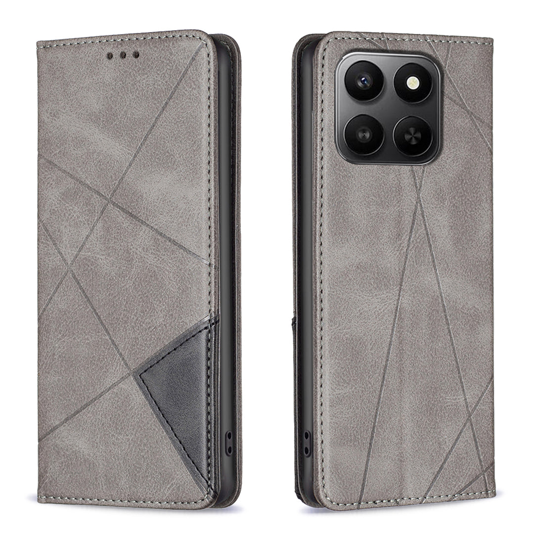 For Honor X7d 5G / Honor X7d 4G Case Card Slots Geometry Imprint Leather Phone Cover