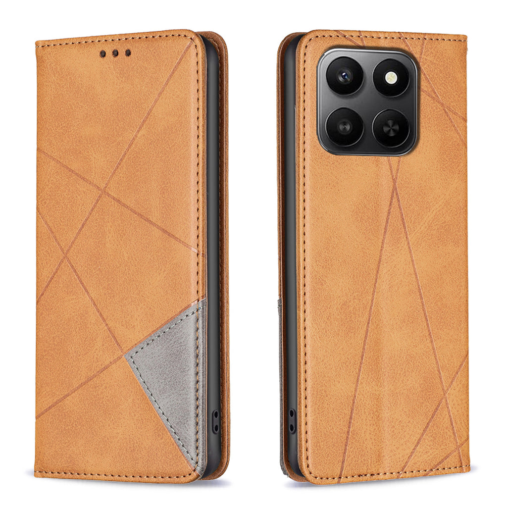 For Honor X7d 5G / Honor X7d 4G Case Card Slots Geometry Imprint Leather Phone Cover