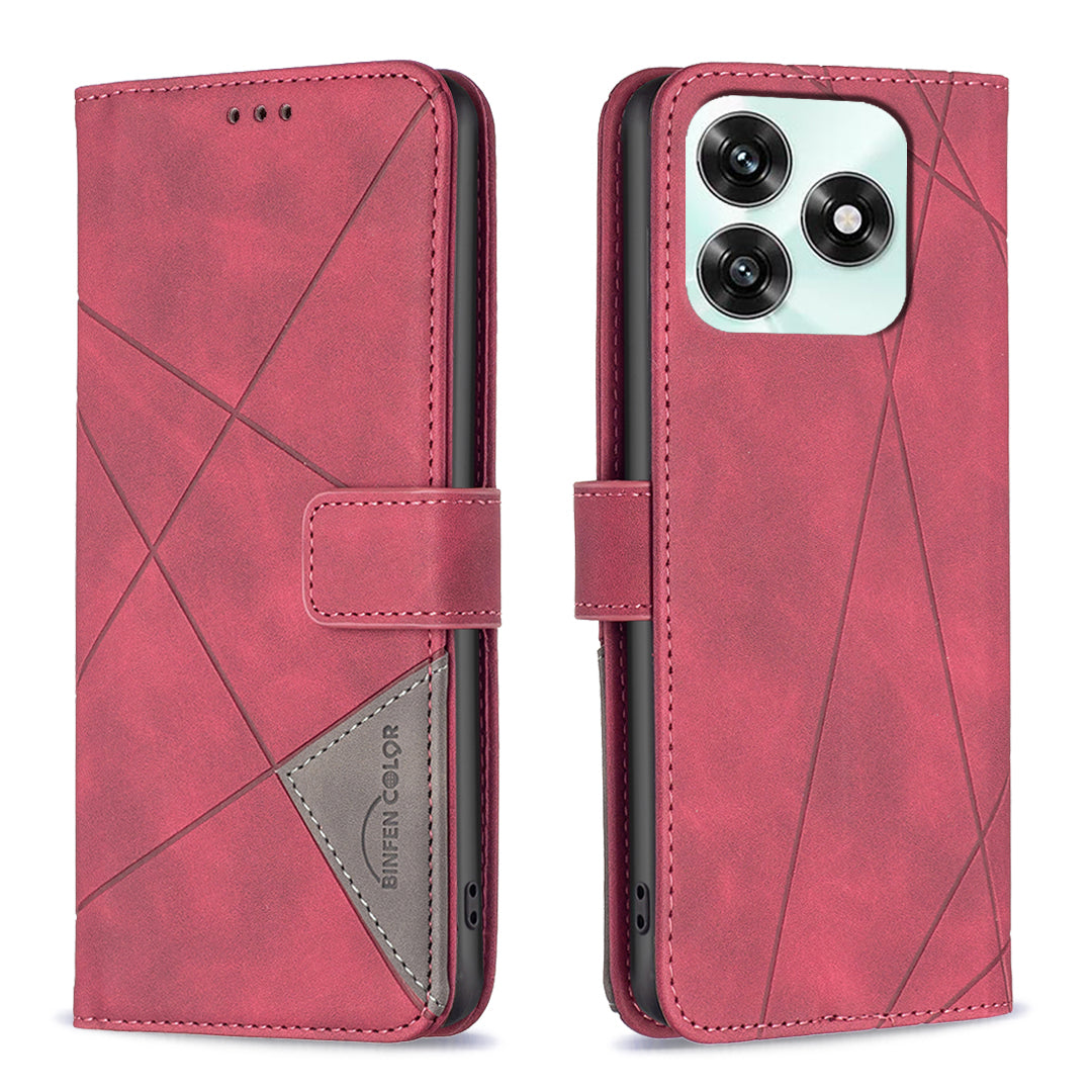 For Honor X5c 4G / Honor X5c Plus 4G Phone Case BINFEN COLOR Wallet Stand Geometry Imprinted Leather Cover