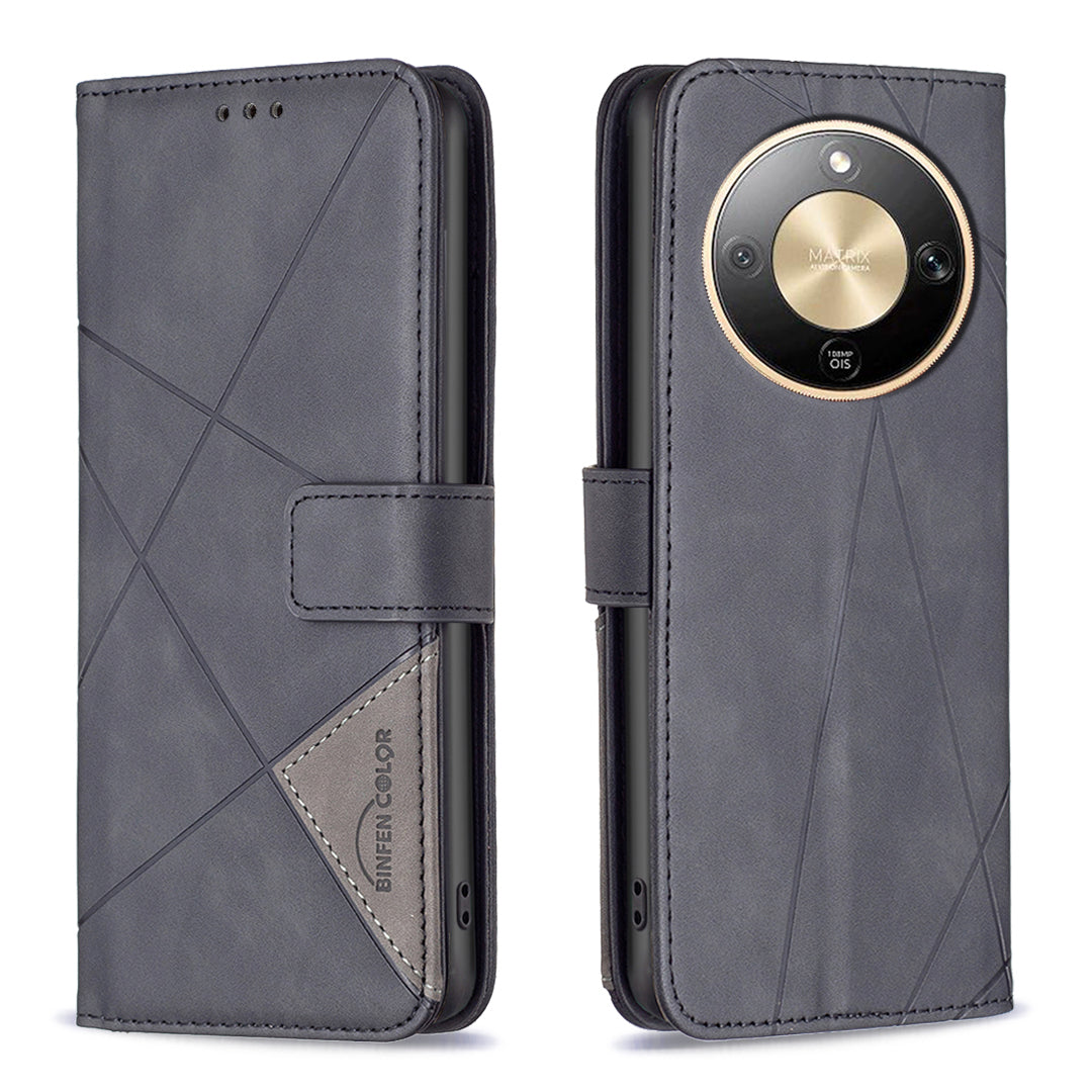 Étui portefeuille en cuir imprimé géométrique pour téléphone For Honor X9d 5G, coloris Binfen.