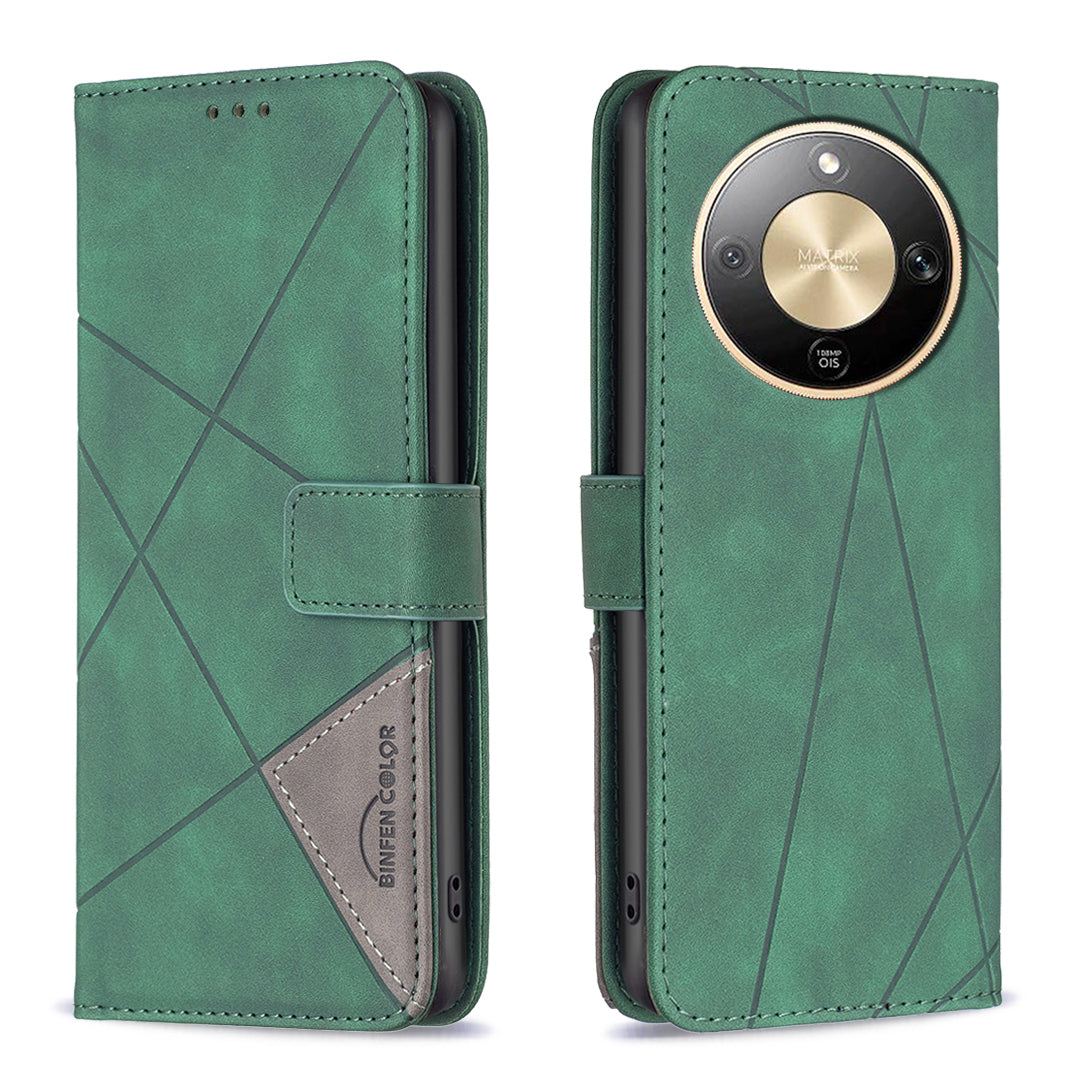 Étui portefeuille en cuir imprimé géométrique pour téléphone For Honor X9d 5G, coloris Binfen.