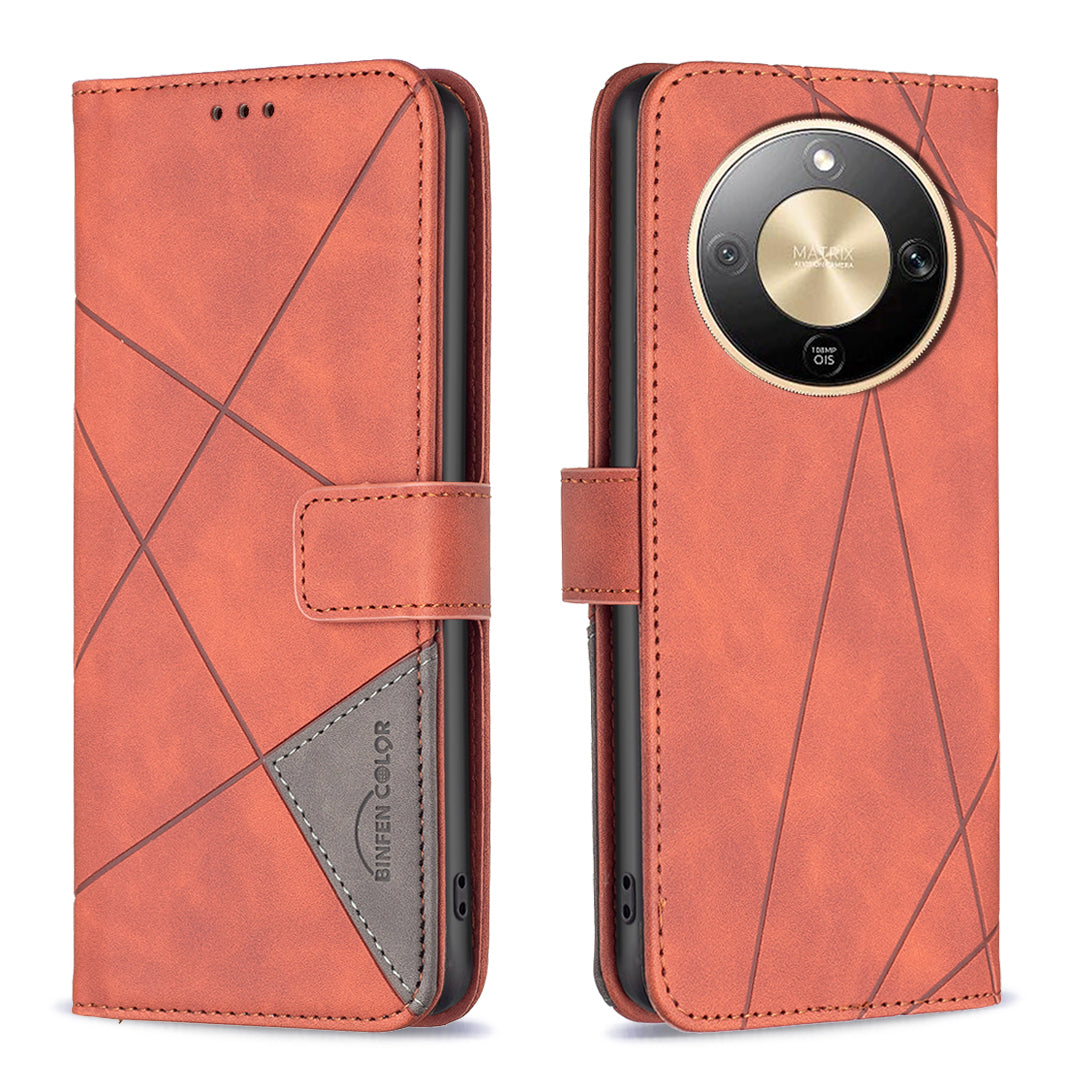 Étui portefeuille en cuir imprimé géométrique pour téléphone For Honor X9d 5G, coloris Binfen.