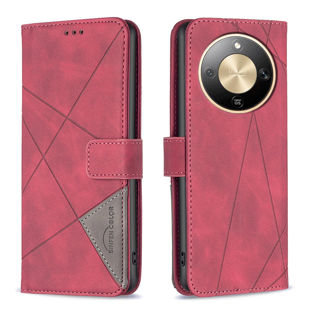 Étui portefeuille en cuir imprimé géométrique pour téléphone For Honor X9d 5G, coloris Binfen.