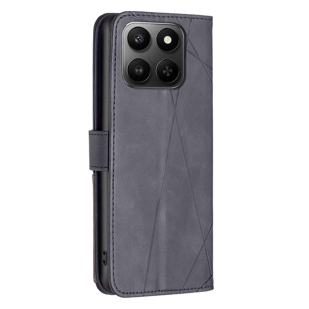 For Honor X7d 5G / Honor X7d 4G Phone Case BINFEN COLOR Wallet Stand Geometry Imprinted Leather Cover