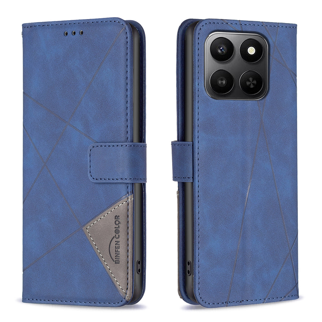 For Honor X7d 5G / Honor X7d 4G Phone Case BINFEN COLOR Wallet Stand Geometry Imprinted Leather Cover