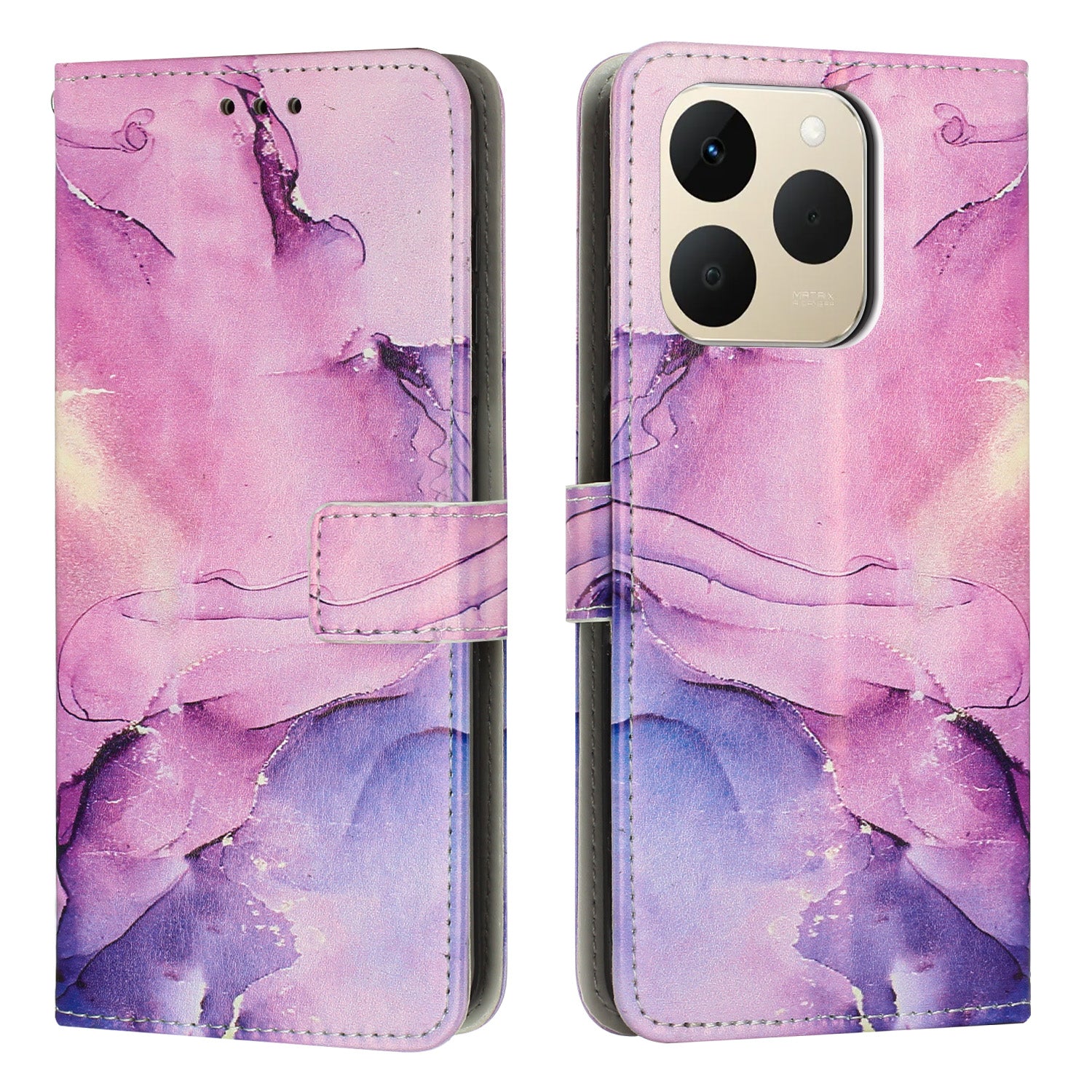 For Realme 15T 5G Stand Case Marble Pattern PU Leather Wallet Phone Cover