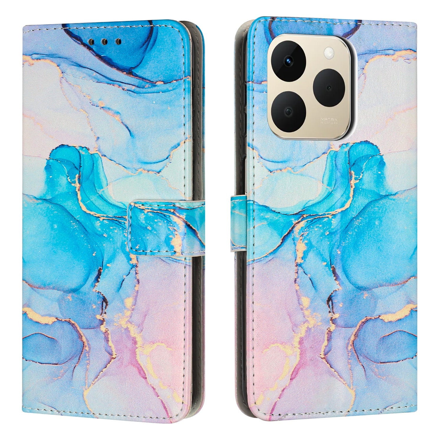 For Realme 15T 5G Stand Case Marble Pattern PU Leather Wallet Phone Cover