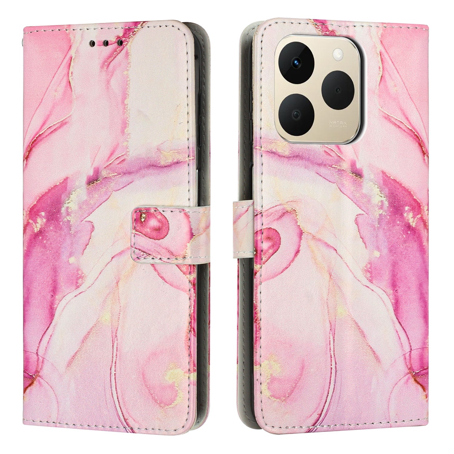 For Realme 15T 5G Stand Case Marble Pattern PU Leather Wallet Phone Cover