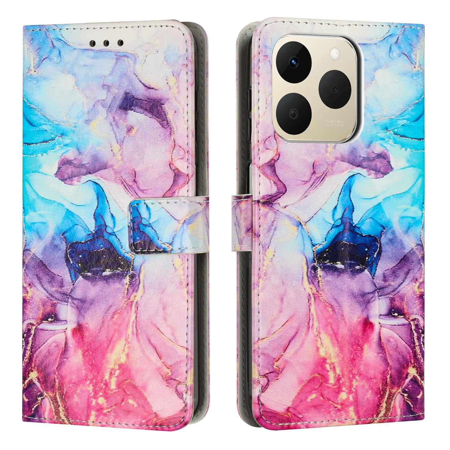 For Realme 15T 5G Stand Case Marble Pattern PU Leather Wallet Phone Cover