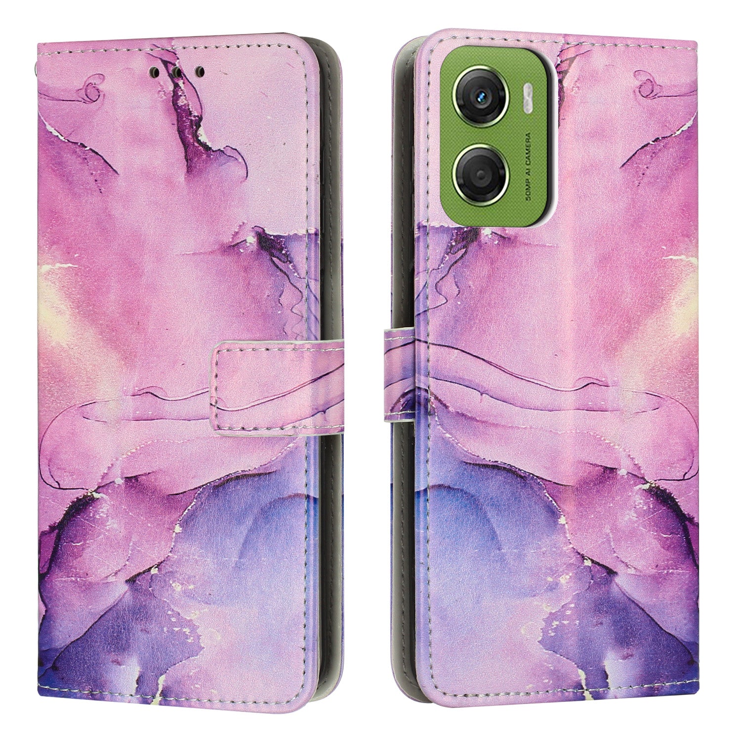 For Motorola Moto G06 Power 4G / Motorola Moto G06 4G Stand Case Marble Pattern PU Leather Wallet Phone Cover