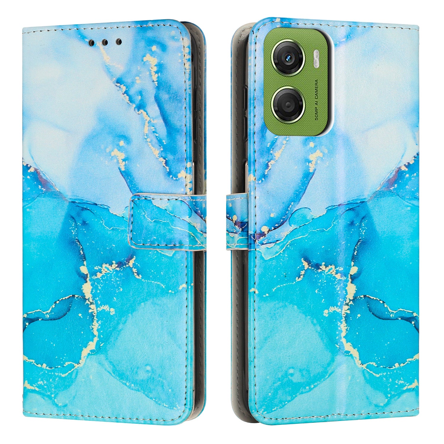For Motorola Moto G06 Power 4G / Motorola Moto G06 4G Stand Case Marble Pattern PU Leather Wallet Phone Cover