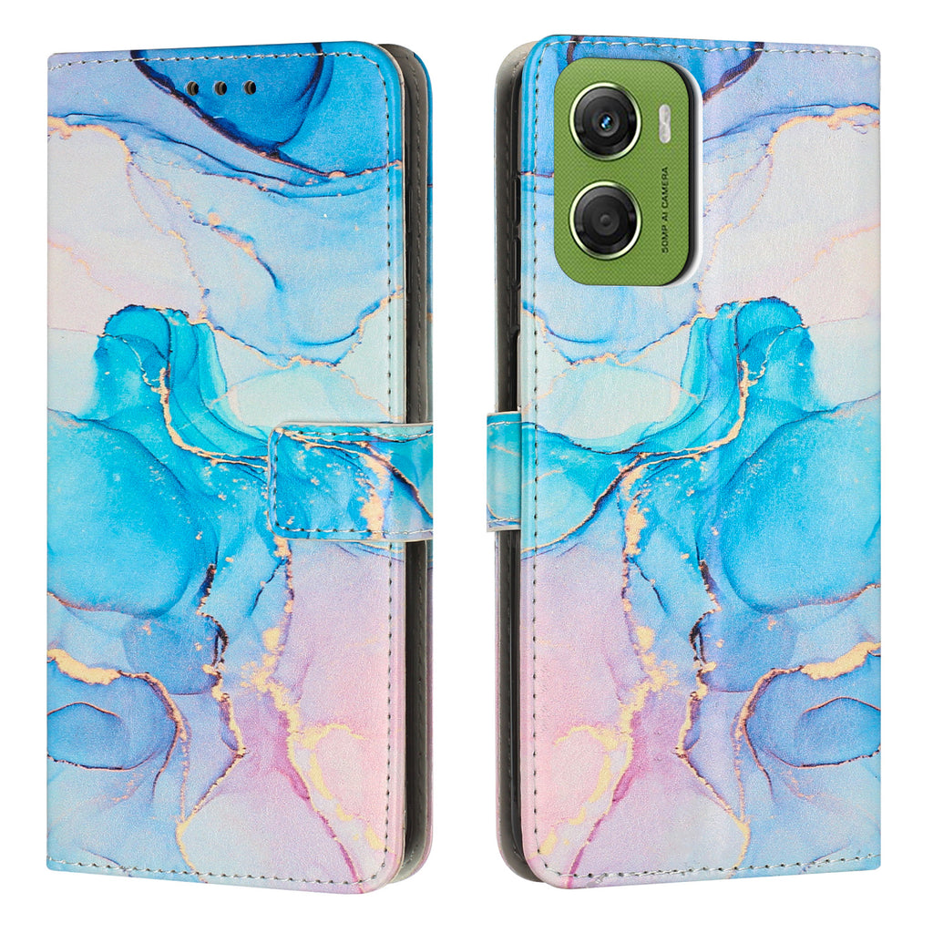 For Motorola Moto G06 Power 4G / Motorola Moto G06 4G Stand Case Marble Pattern PU Leather Wallet Phone Cover