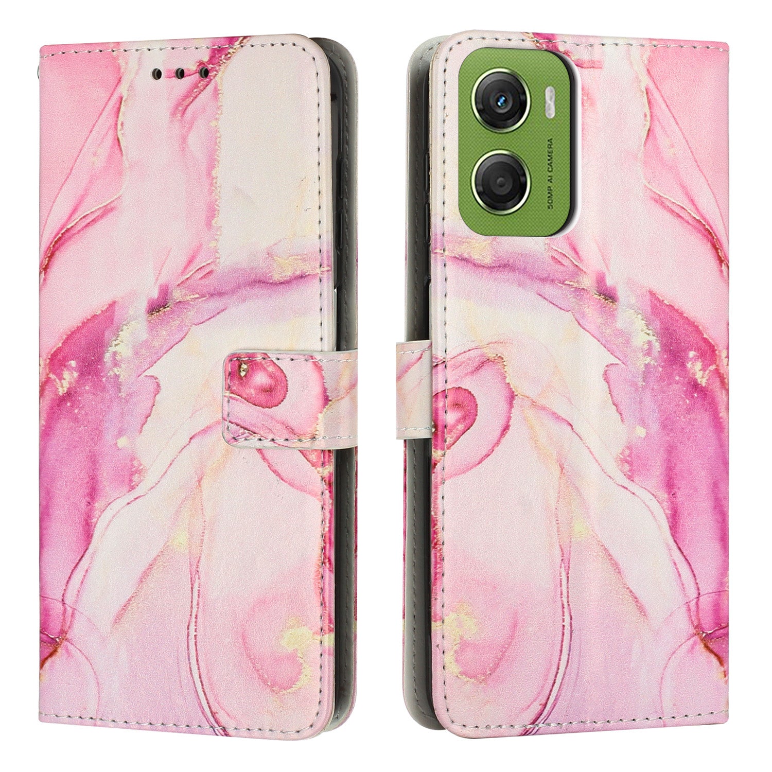 For Motorola Moto G06 Power 4G / Motorola Moto G06 4G Stand Case Marble Pattern PU Leather Wallet Phone Cover
