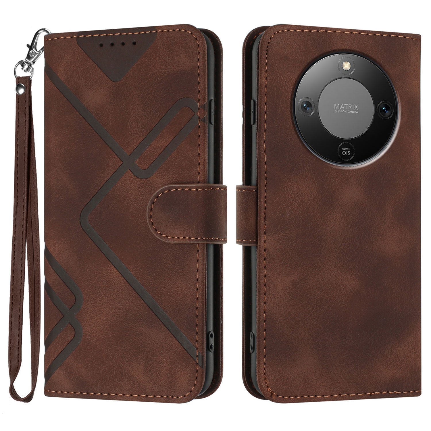 Étui portefeuille en cuir PU imprimé avec dragonne pour Honor X9d 5G / Honor X70 5G