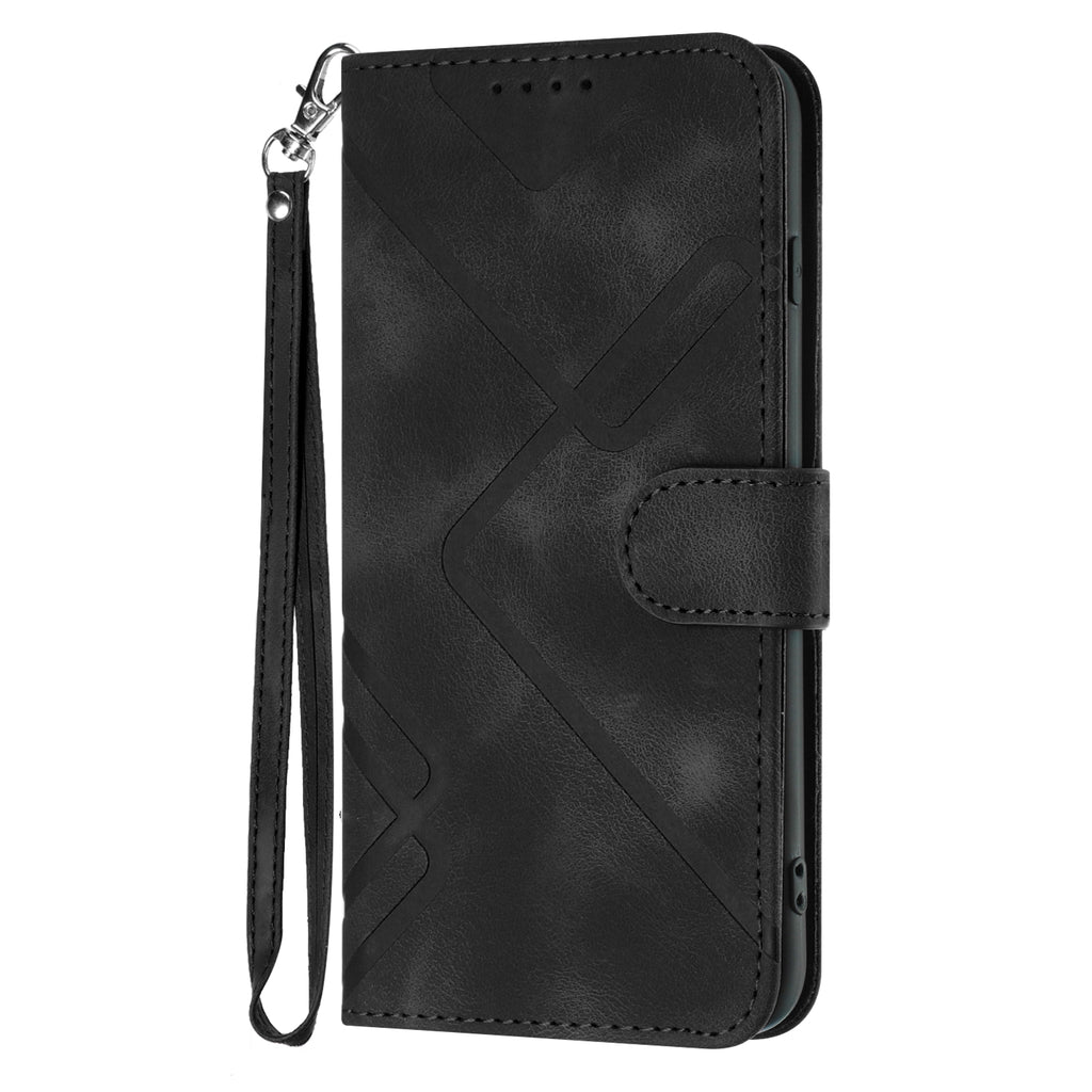 For Samsung Galaxy S26 Pro Wallet Case Line Imprinted PU Leather Phone Cover with Strap