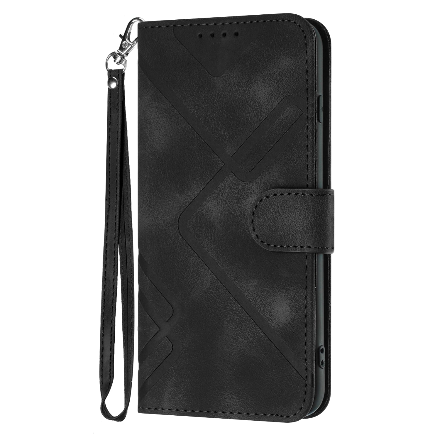 For Samsung Galaxy S26 Pro Wallet Case Line Imprinted PU Leather Phone Cover with Strap