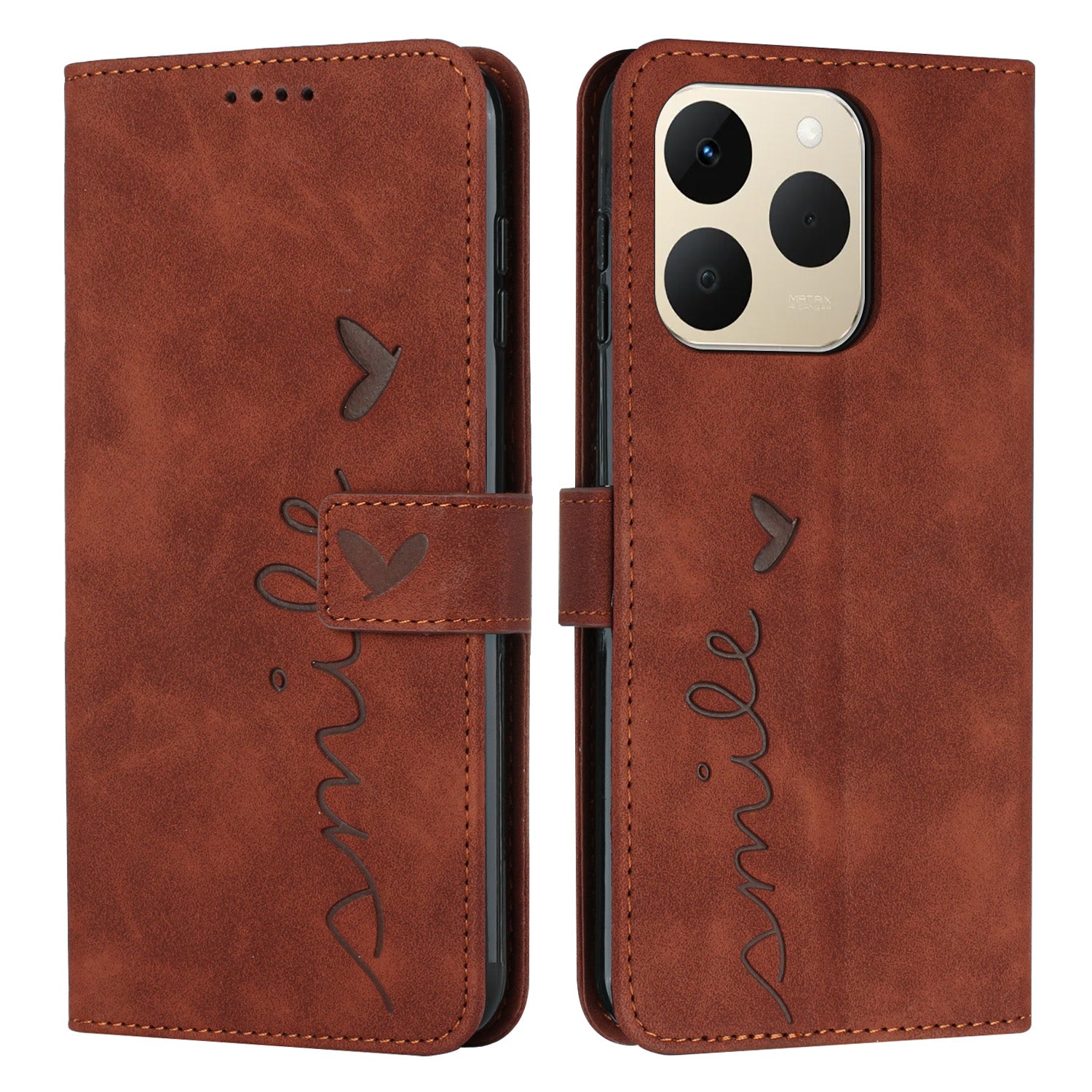 For Realme 15T 5G Stand Case PU Leather Phone Cover Imprinted Heart Pattern