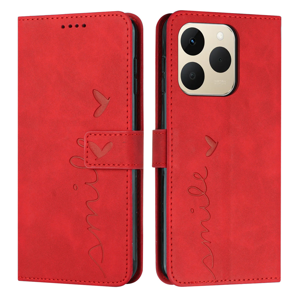 For Realme 15T 5G Stand Case PU Leather Phone Cover Imprinted Heart Pattern