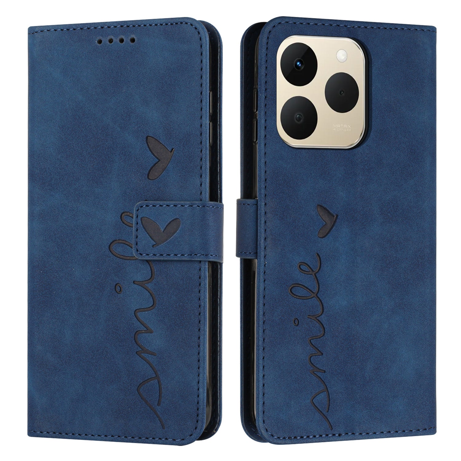 For Realme 15T 5G Stand Case PU Leather Phone Cover Imprinted Heart Pattern