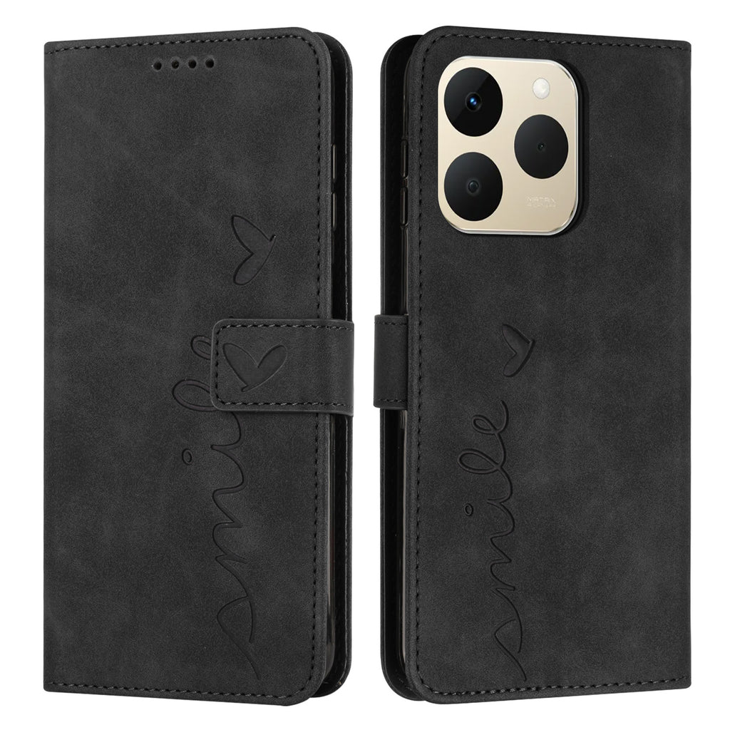 For Realme 15T 5G Stand Case PU Leather Phone Cover Imprinted Heart Pattern