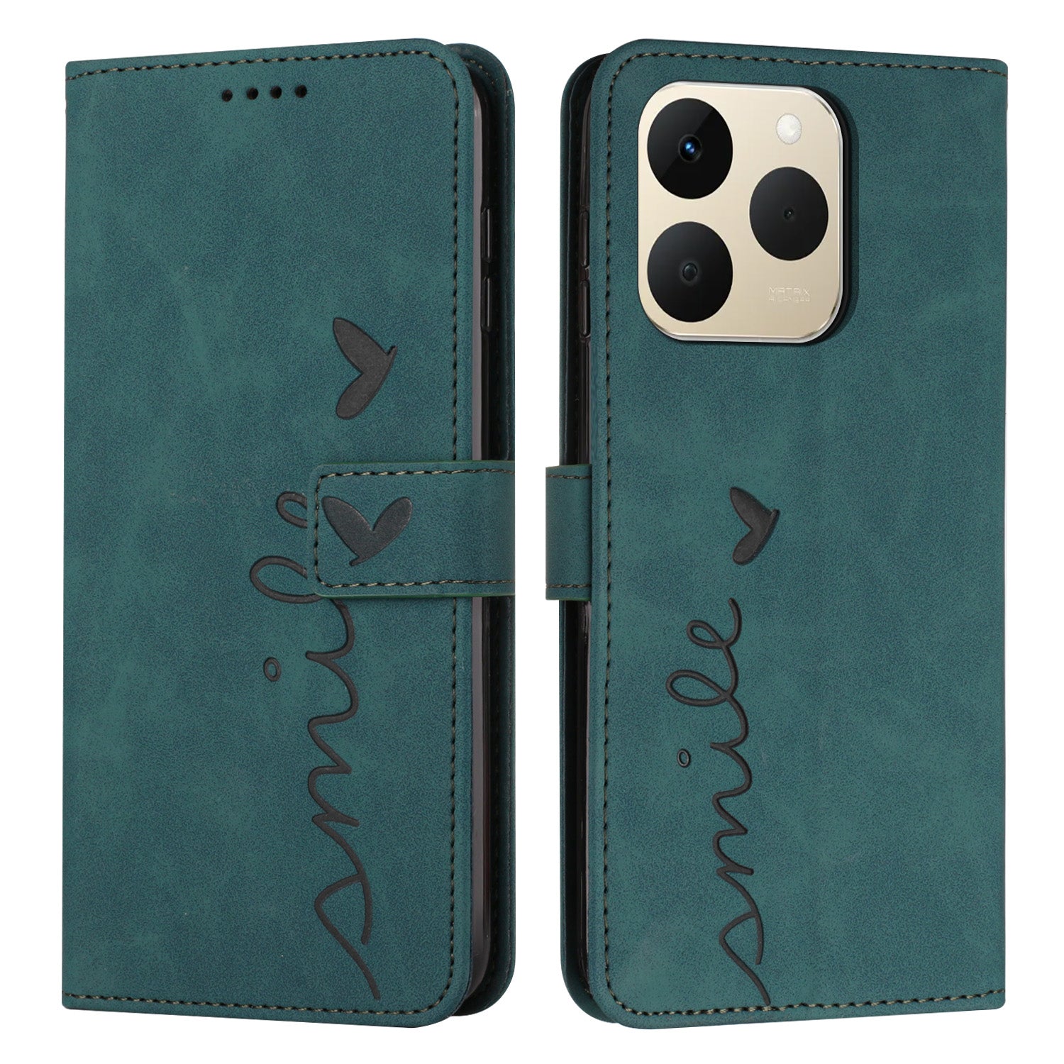 For Realme 15T 5G Stand Case PU Leather Phone Cover Imprinted Heart Pattern