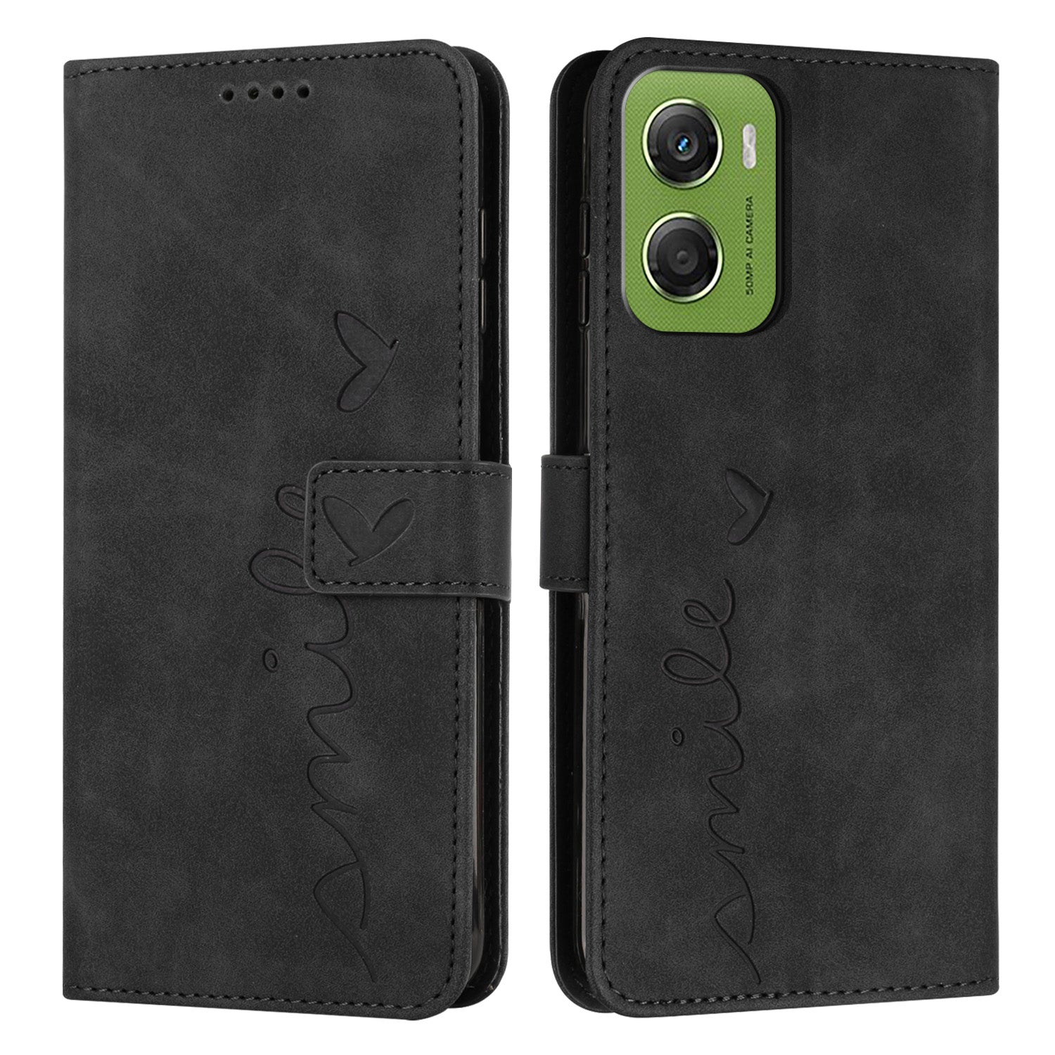 For Motorola Moto G06 Power 4G / Motorola Moto G06 4G Stand Case PU Leather Phone Cover Imprinted Heart Pattern