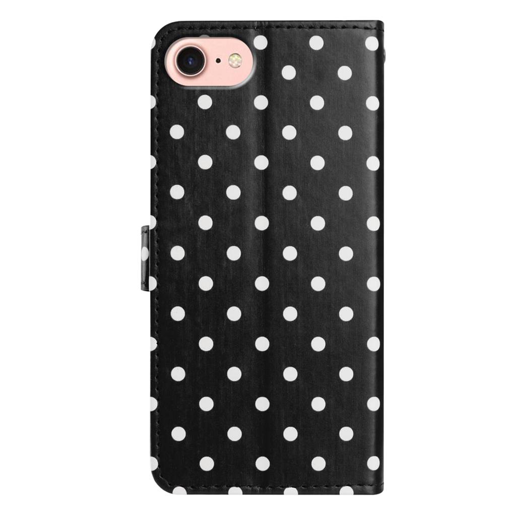 For iPhone 16e Leather Case Polka Dot Pattern Wallet Stand Folio Phone Cover