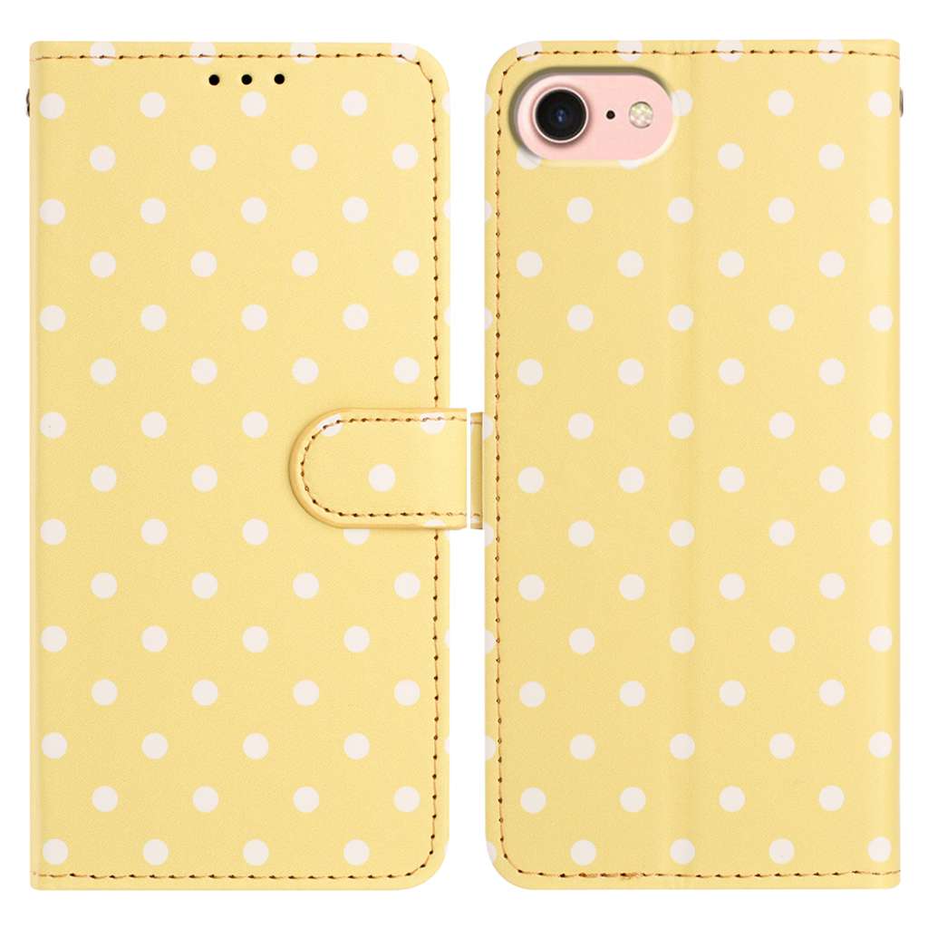 For iPhone 16e Leather Case Polka Dot Pattern Wallet Stand Folio Phone Cover