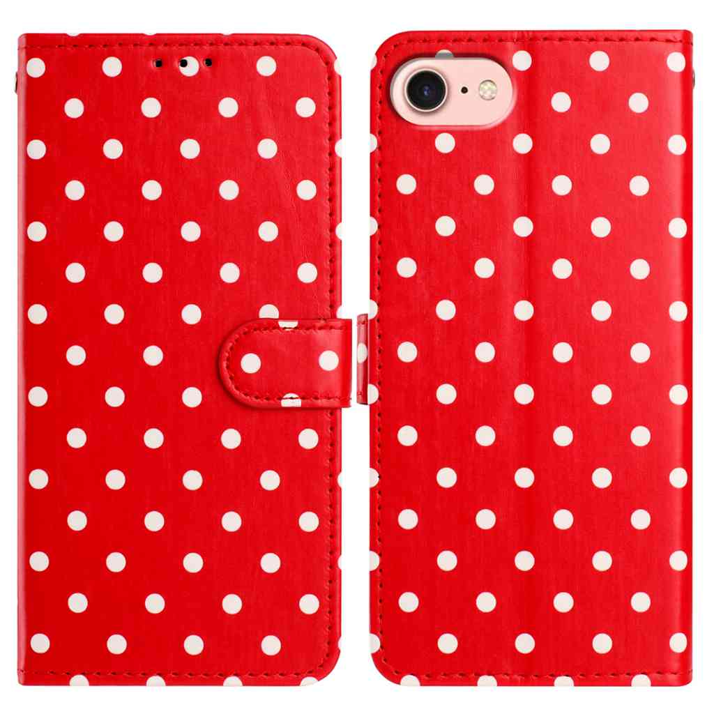 For iPhone 16e Leather Case Polka Dot Pattern Wallet Stand Folio Phone Cover