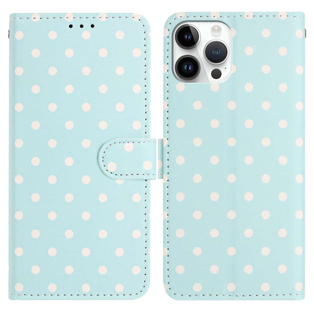 For iPhone 16 Pro Max Leather Case Polka Dot Pattern Wallet Stand Folio Phone Cover