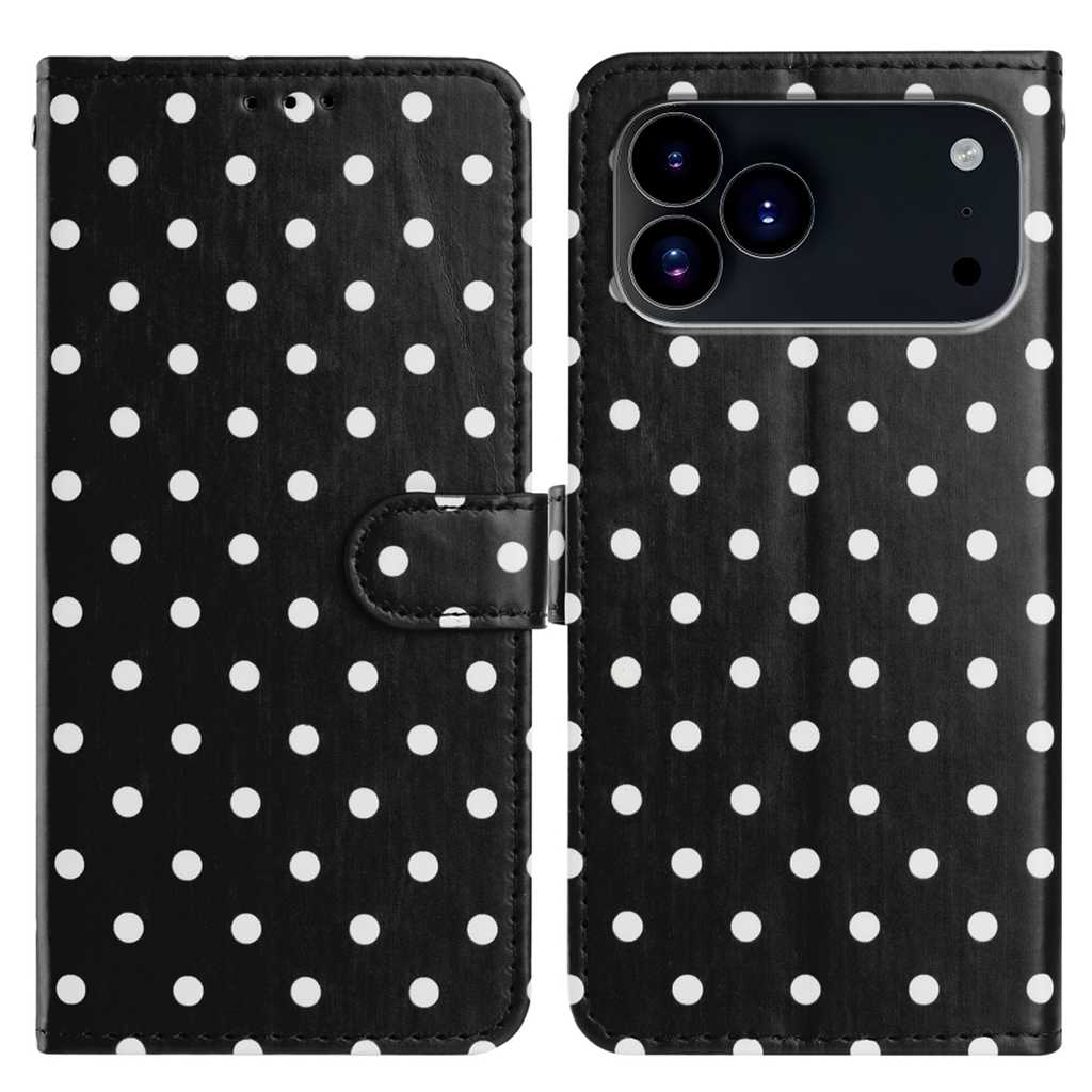 For iPhone 17 Pro Max Leather Case Polka Dot Pattern Wallet Stand Folio Phone Cover