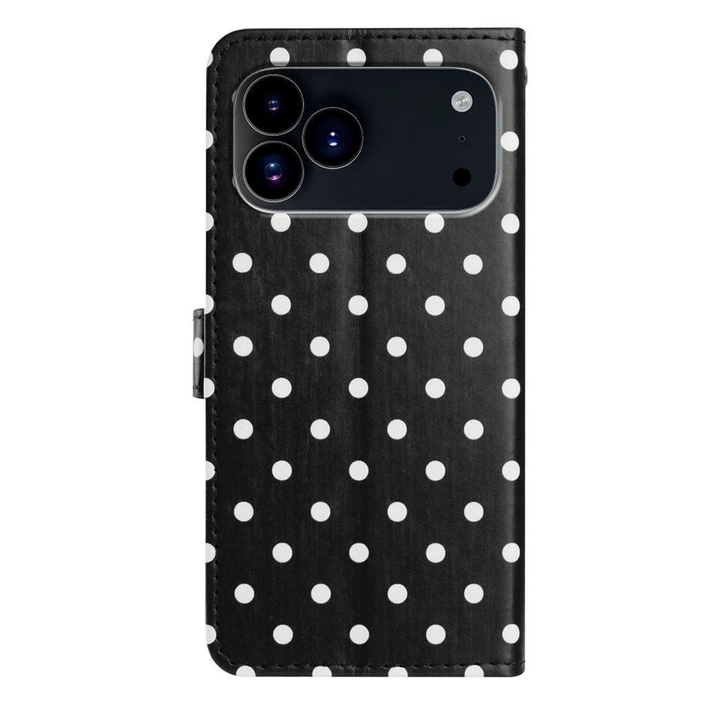 For iPhone 17 Pro Max Leather Case Polka Dot Pattern Wallet Stand Folio Phone Cover