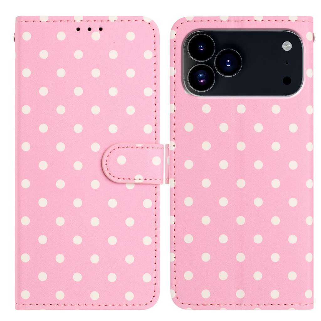 For iPhone 17 Pro Max Leather Case Polka Dot Pattern Wallet Stand Folio Phone Cover