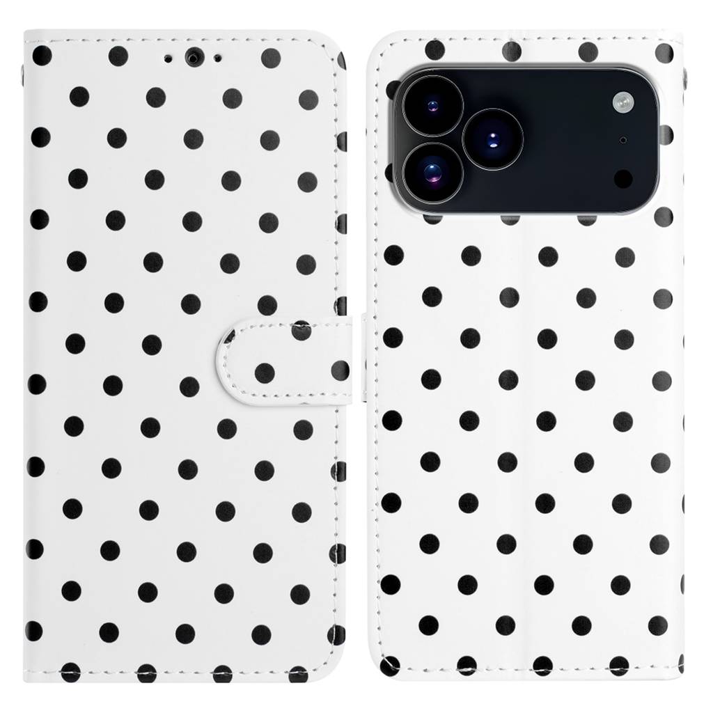 For iPhone 17 Pro Max Leather Case Polka Dot Pattern Wallet Stand Folio Phone Cover