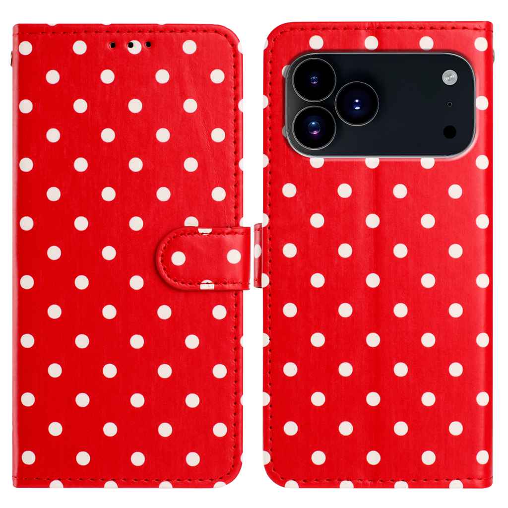 For iPhone 17 Pro Max Leather Case Polka Dot Pattern Wallet Stand Folio Phone Cover