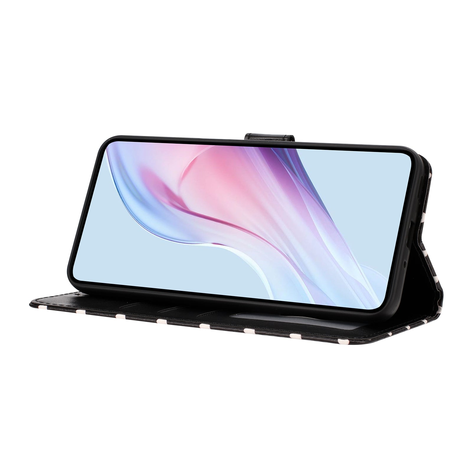 Étui portefeuille en cuir à pois pour iPhone 17 Pro avec support intégré