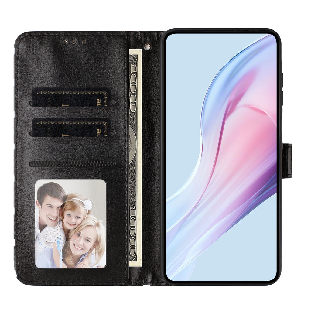 Étui portefeuille en cuir à pois pour iPhone 17 Pro avec support intégré