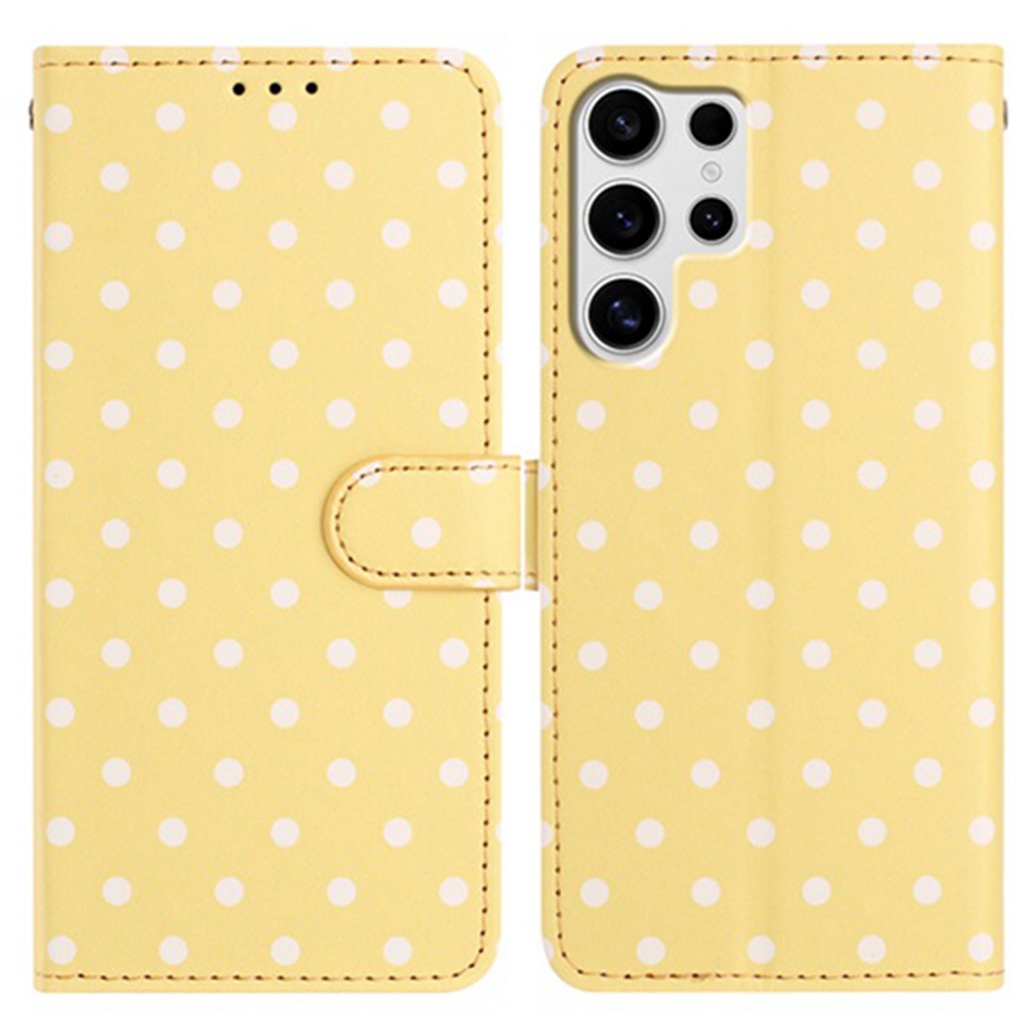 For Samsung Galaxy S25 Ultra Leather Case Polka Dot Pattern Wallet Stand Folio Phone Cover