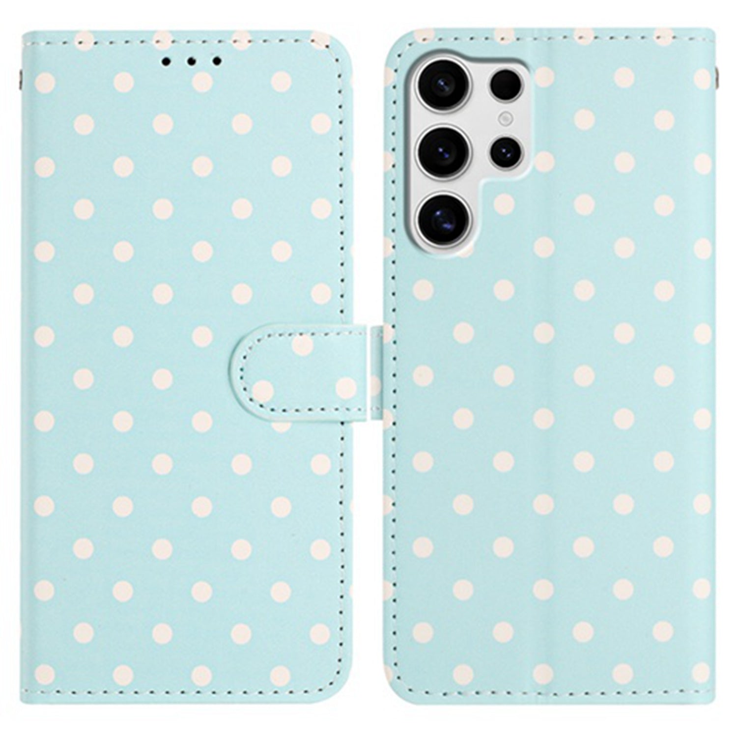 For Samsung Galaxy S25 Ultra Leather Case Polka Dot Pattern Wallet Stand Folio Phone Cover