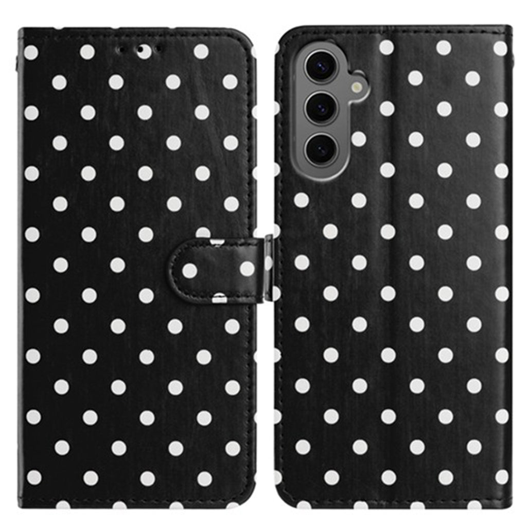 For Samsung Galaxy S25 Leather Case Polka Dot Pattern Wallet Stand Folio Phone Cover
