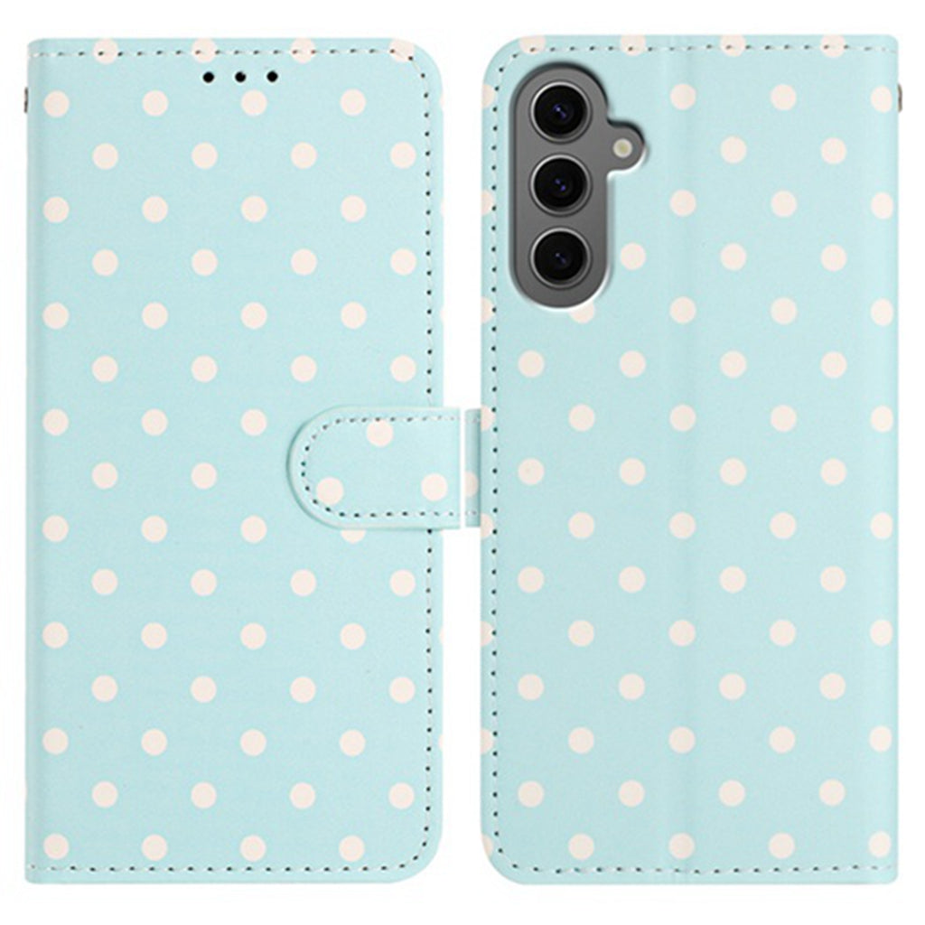 For Samsung Galaxy S25 Leather Case Polka Dot Pattern Wallet Stand Folio Phone Cover