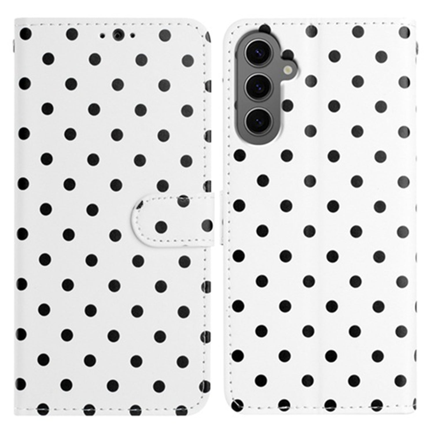 For Samsung Galaxy S25 Leather Case Polka Dot Pattern Wallet Stand Folio Phone Cover