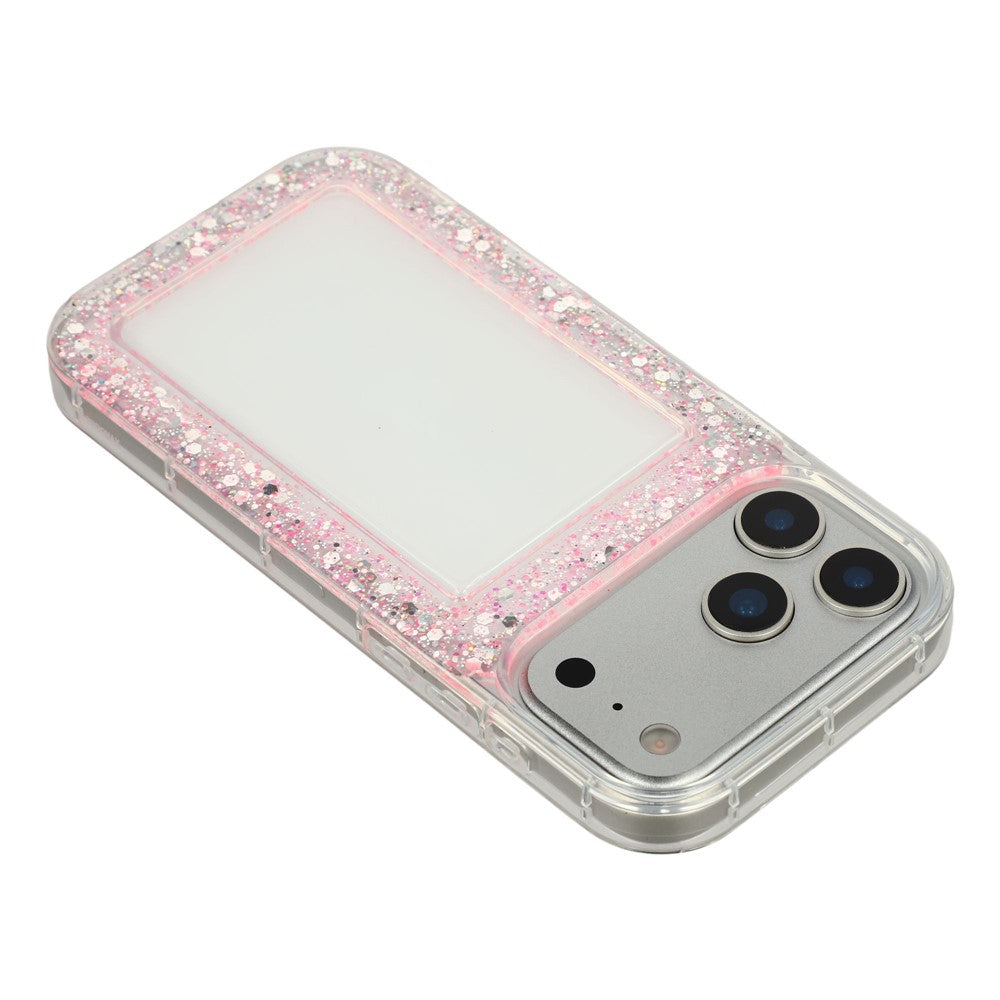 Coque arrière transparente souple en TPU époxy à paillettes pour iPhone 17 Pro Max