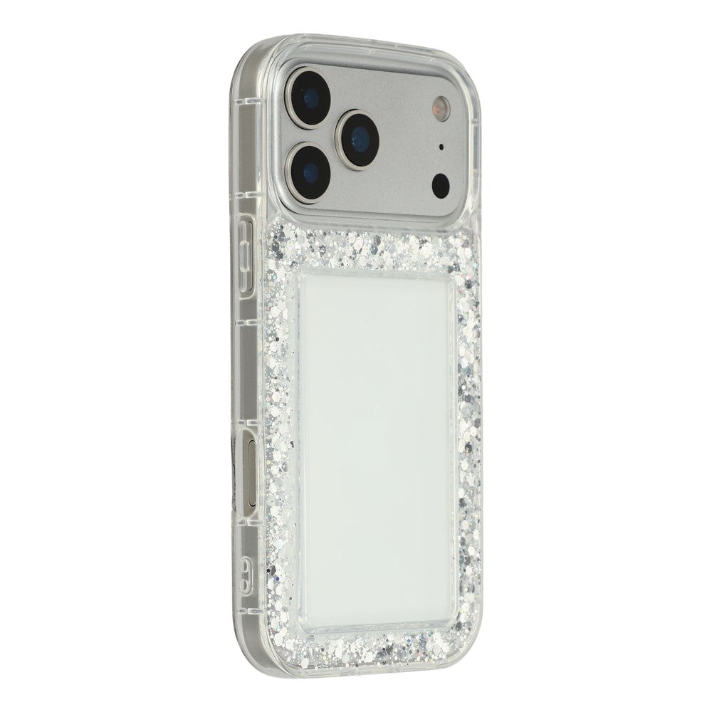 Coque arrière transparente souple en TPU époxy à paillettes pour iPhone 17 Pro Max