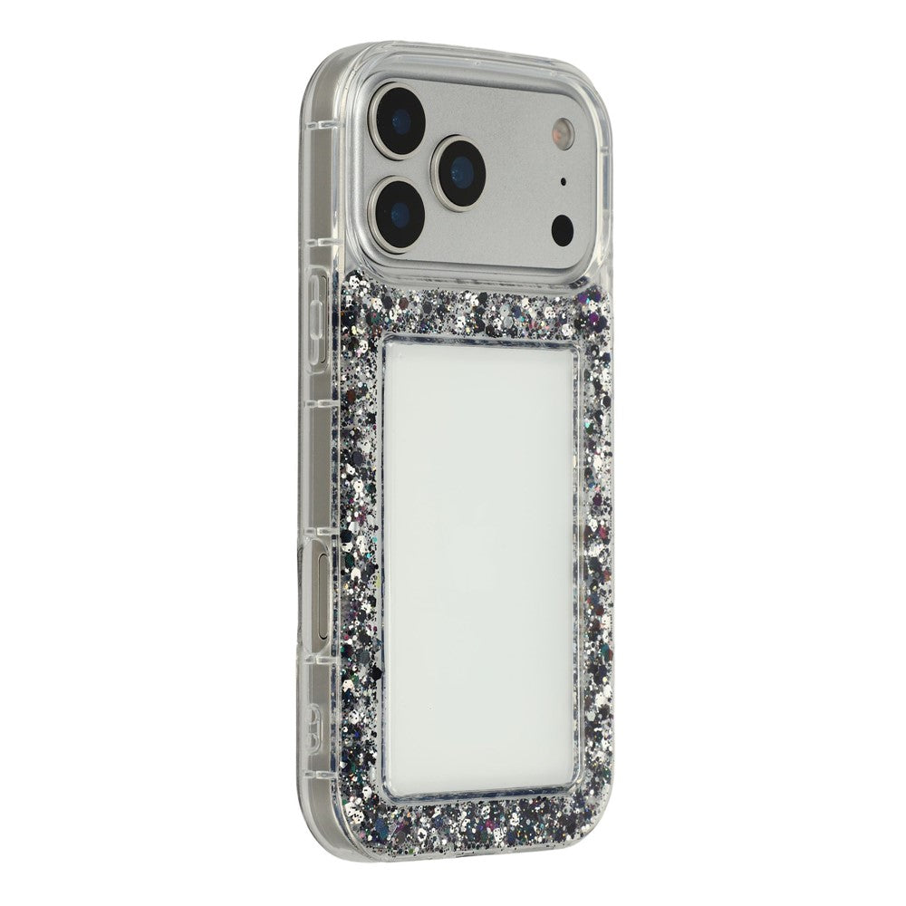 Funda para iPhone 17 Pro Max con purpurina, epoxi, TPU suave y transparente.