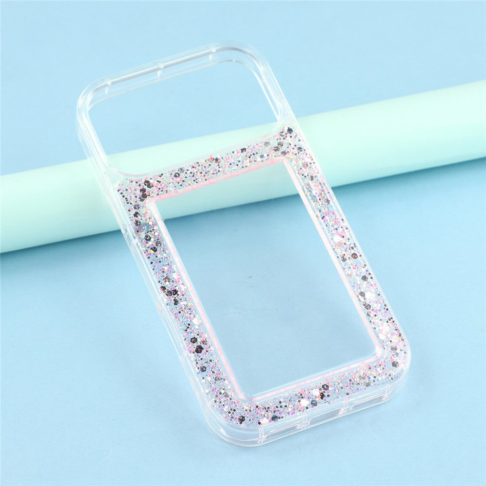 Coque arrière transparente souple en TPU époxy à paillettes pour iPhone 17 Pro