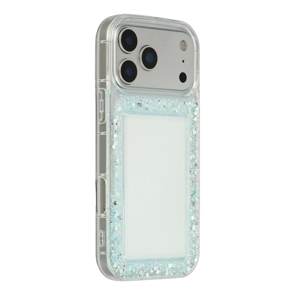 Coque arrière transparente souple en TPU époxy à paillettes pour iPhone 17 Pro